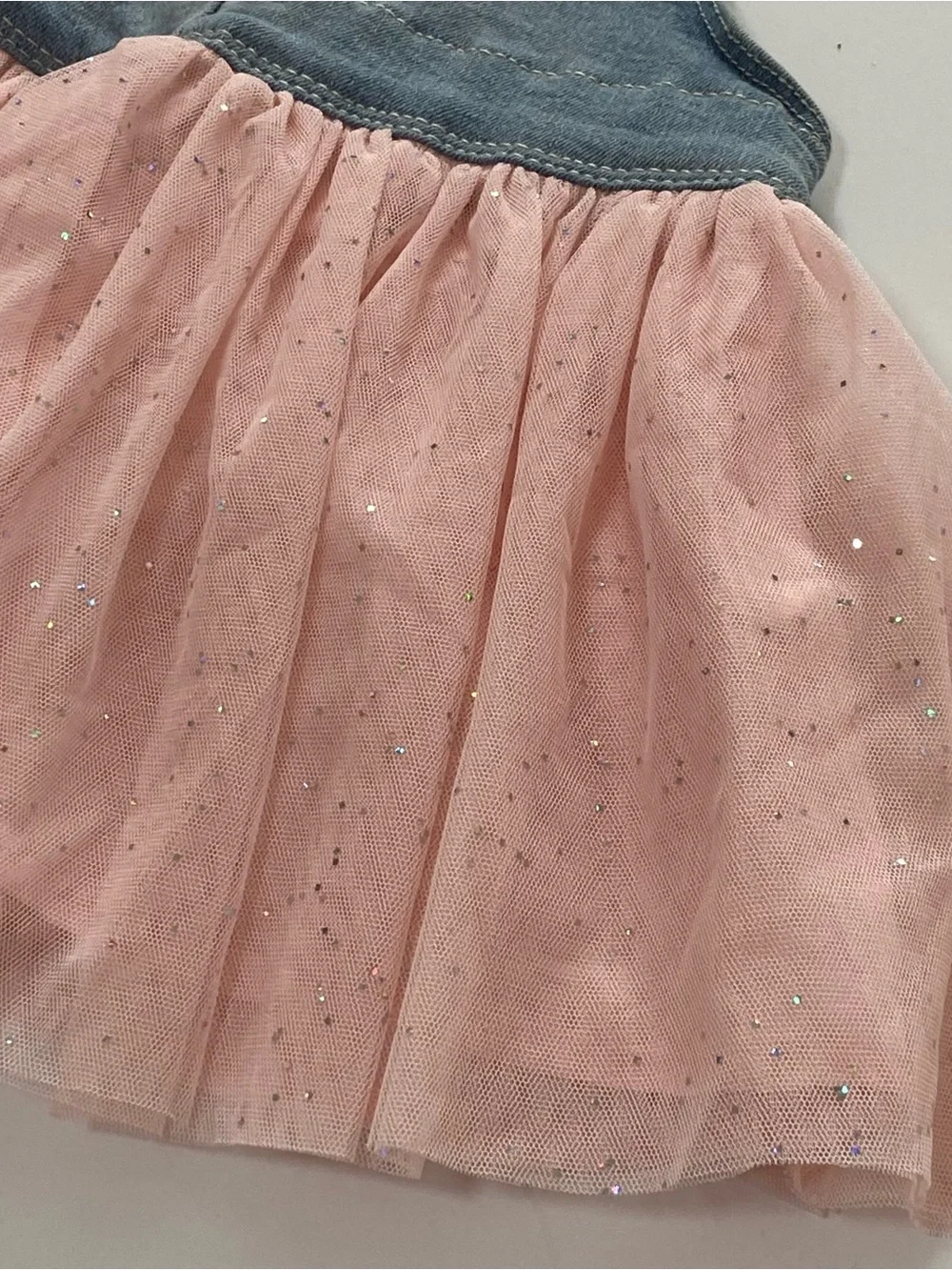 OshKosh B'gosh Denim Unicorn Overall Dress in Blue and Pink